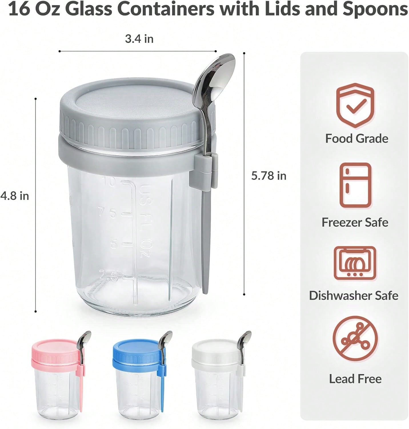 4 Pack Overnight Oats Containe - Meal Prep Kit 评论和价格