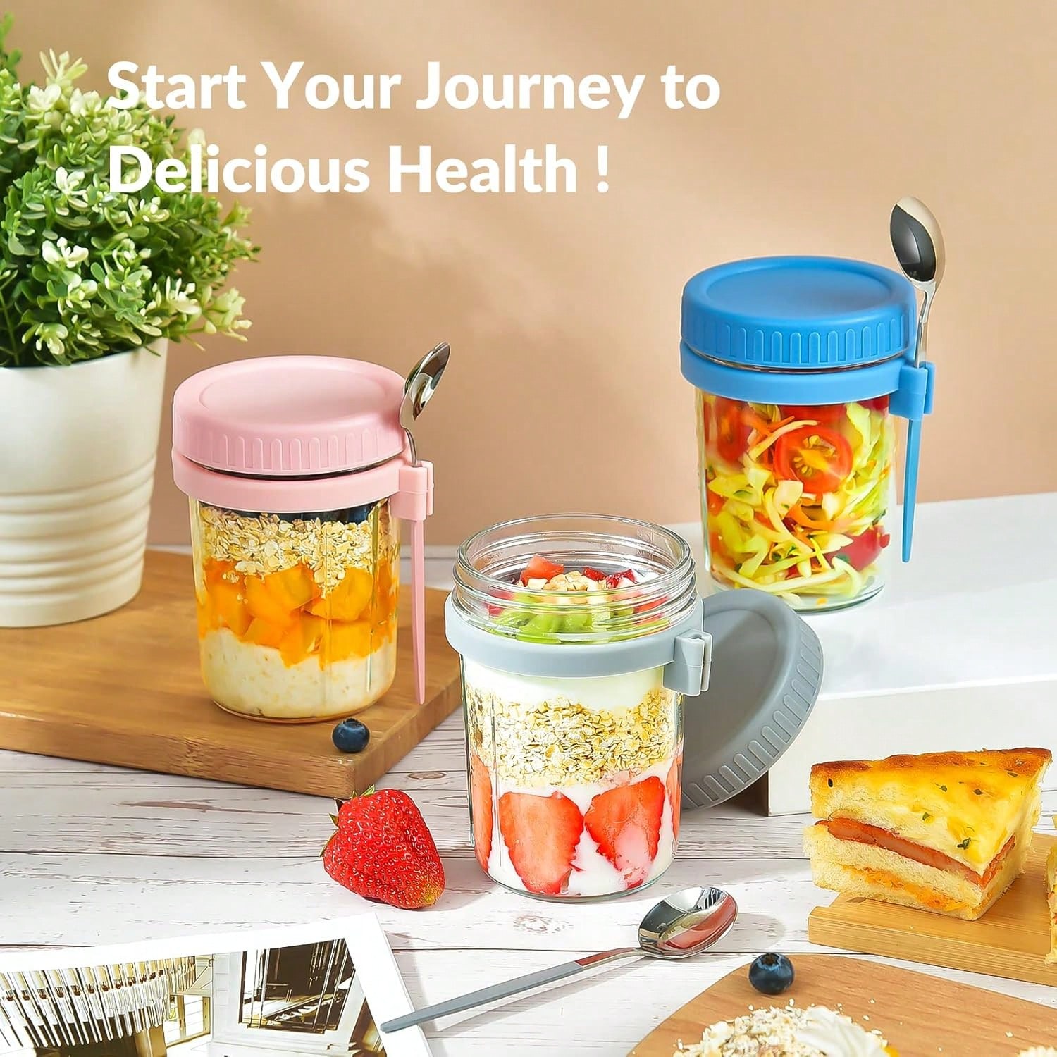 4 Pack Overnight Oats Containe - Meal Prep Kit 评论和价格