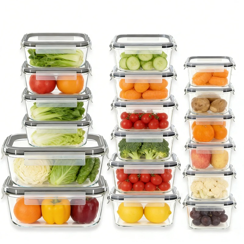 18 Pack Glass Food Storage Con - Meal Prep Kit 评论和价格