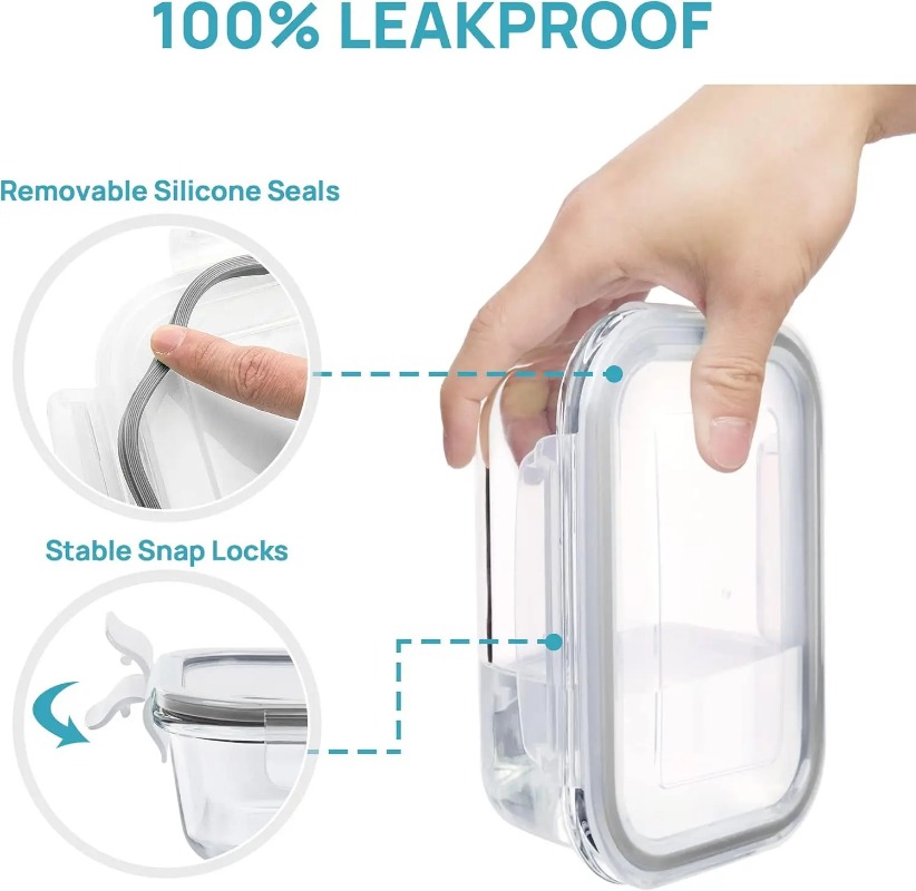 18 Pack Glass Food Storage Con - Meal Prep Kit 评论和价格