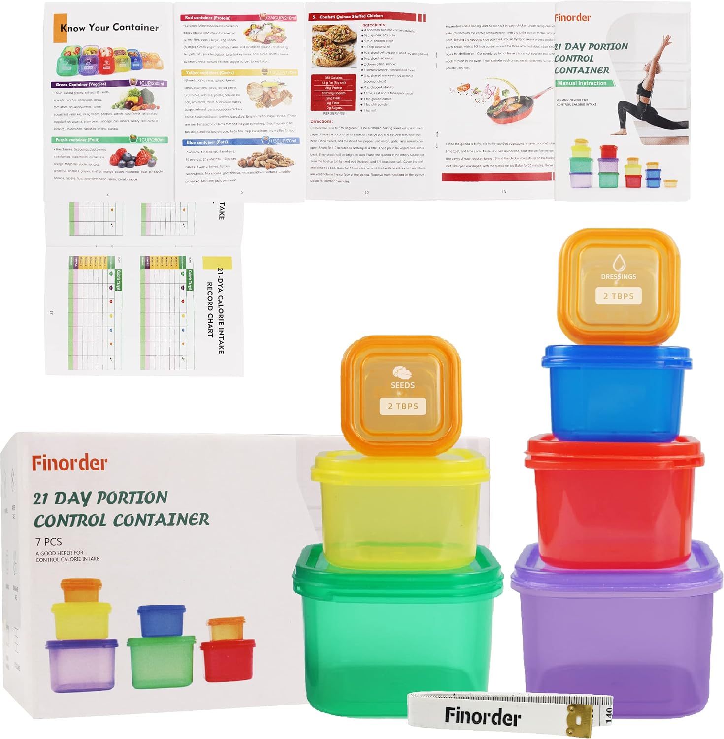 7pcs 21 Day Portion Control Co - Meal Prep Kit 评论和价格